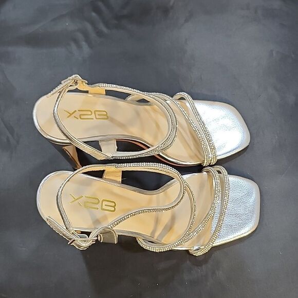 BRAND X2B WOMEN'S ALLYY-5N EMBELLISHED OPEN TOE BLOCK HEEL SANDALS - Picture 9 of 16